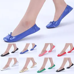 Sandals Ballet Shoes Foldable Flat Dance Party Roll Travel Slipper Classic Women Round Toe Rubber Soles Outdoor Solid