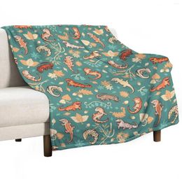 Blankets Autumn Geckos In Green Throw Blanket Decorative Moving Giant Sofa For