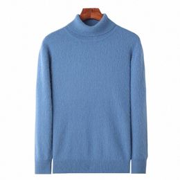 autumn and winter new 100% pure mink veet turtleneck men's lg sleeve m loose casual knitted sweater. w5VR#