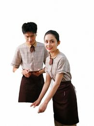 milk Tea Shop Short-sleeved Female Work Uniform Western Restaurant Waiter Shirt+Apr Set Catering Bakery Waitr Work Clothing r41A#