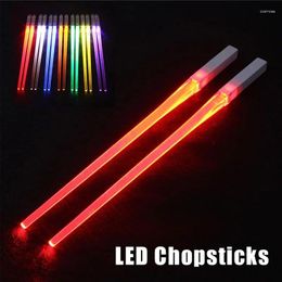 Chopsticks 2PCS LED Luminous Chopstick Glowing Light Up Detachable Washable Safe Kitchen Tableware Dinning Room Party Prop