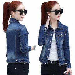 short Denim Jackets 2024 New Women Coat W Lg Sleeve Vintage Casual Jean Jacket Bomber Denim Coat 3Xl 5Xl C3to#