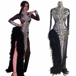 women Singer Party Evening Dr Sier Rhinestes Sequins Dr Sexy Mesh Lace Lg Dr Stage Prom Festival Outfit XS6566 p3x5#
