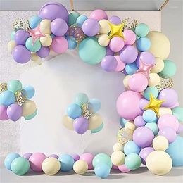 Party Decoration 152pcs Macaron Pink Purple Green Blue Yellow Balloons Garland Arch Kit Star Birthday Baby Shower Wedding Decor Globos