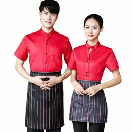 wholesale Spot Hotel Waiter Short Sleeve Apr Coffee Work Clothes Summer Hot Pot Shop Uniform Custom Logo k8DE#