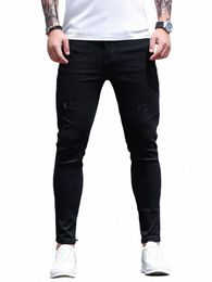 2022 Spring Summer Jeans for Men Slim Fit Denim Mens High Fi Black Skinny Ankle Jeans Stylish Designer Denim Men's trousers Q9LZ#