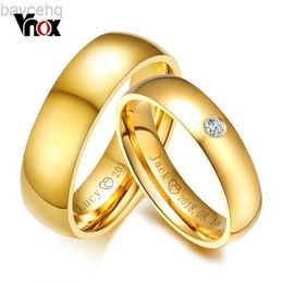 Wedding Rings Vnox Classic Wedding Rings for Women Men Gold Color Stainless Steel Couple Band Anniversary Personalized Name Lovers Gift 24329