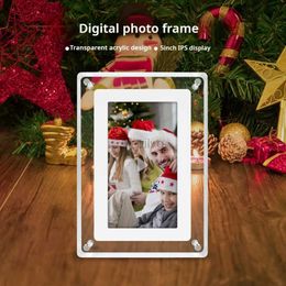 Digital Photo Frames Acrylic Digital Photo Frame 5 Inch 1200mAh Vertical Display IPS Screen 4G Memory Battery Porta Retrato Digital Photo Frame 24329