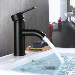 Bathroom Sink Faucets Basin Black Baking 304 Stainless Steel Cold Water Mixer Single Hole Lavotory Tap Deck Mount Accessory