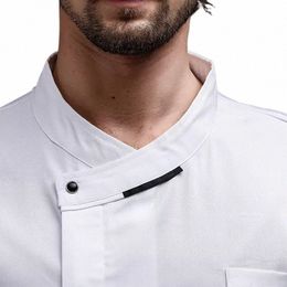 kitchen Coat Stand Restaurant Hotel Short Chef Print Jacket Mens Uniform Shirt Logo Sleeve Service Cook Work Clothes Collar Food F800#