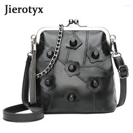 Shoulder Bags JIEROTYX Black Leather PU Women Bag Messenger Frame Sexy Rivet Lady Handbag For Party Gothic Punk High Quality