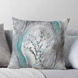 Pillow Tree Branches Impressionist Teal Gray Throw Sofa Cover S