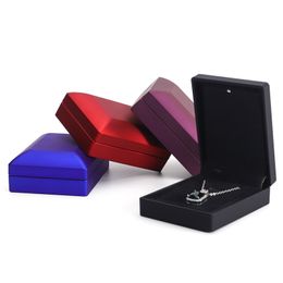 Luxury Pendant Box Square Wedding Ring Case Jewellery Gift Box with LED Light for Proposal Engagement Wedding Ring Box