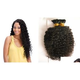 Pre-Bonded Hair Extensions Afro Kinky Human Nail I Tip 100Gstrands Pre Bonded On Keratin Capses Natural Color 1Gstrand5680106 Drop Del Otxp2
