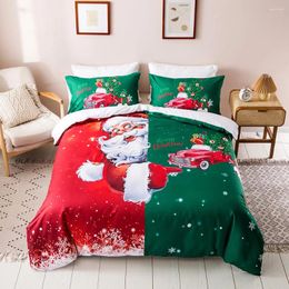 Bedding Sets Two Piece Bed Linen Christmas 3D Print Santa Duvet Cover 135 X 200 Cm Plaid Sheets Soft For Size