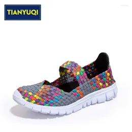 Walking Shoes TIANYUQI Summer Women Breathable Lightweight Handmade Flats Outdoor Sneakers