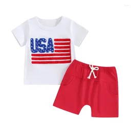 Kleidungssets Kleinkind Junge 4. Juli Outfit USA T-Shirts für Baby Kurzarm Tops Amerikanische Flagge Shorts Säugling Patriotische Kleidung