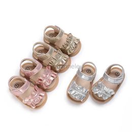 Sandals Baby Sandals For Newborn Girls Infant Cute Bling Summer Soft Sole Flat Princess Shoes Infant Non-Slip First Walkers 240329