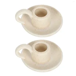 Candle Holders 2 Pcs Ceramic Holder Mirror Centrepieces For Tables Cup Shaped Candlestick Ornaments