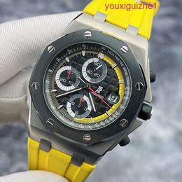 Top AP Wrist Watch Royal Oak Offshore Series 26207IO Limited Edition Black And Yellow Mens Transparent Automatic Mechanical Watch 42mm