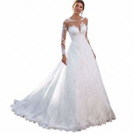 jeheth Elegant A-Line Wedding Dres For Women Lg Lace Sleeves With Appliques Bridal Gown Illusi Tulle vestidos de novia N1Kr#