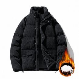 winter Warm Parkas Men Corduroy Patchwork Military Stand Collar Loose Oversize Warm Cott Jacket Casual Fi Brand Coat p5Ob#