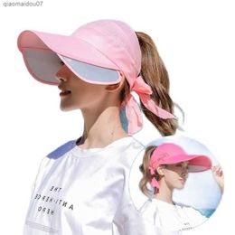 Ball Caps Summer Sun Hat Visor Caps Female Scalable Brim Empty Top of the line Baseball Hat UV Protective Beach Sun HatL2403