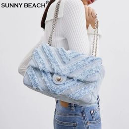 Fashion Summer Jeans Denim Bags Shoulder Crossbody Handbags Women Canvas Girl Handbag Casual Chain Designer Tote 240326