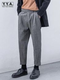 Men's Pants Autumn Winter Vintage Design Ankle Length Office Men Business Casual Woolen Suit Fashion Mens Straight Trousers