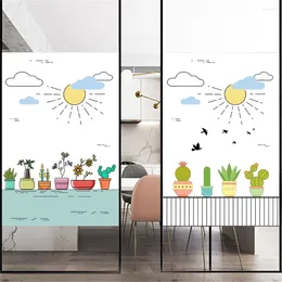 Window Stickers Windows Film Privacy Decorative Potted Pattern Stained Glass No Glue Static Cling Frosted