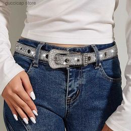 Waist Chain Belts Silver shiny crystal belt for womens trendy fashion matching with trendy pants Y240329