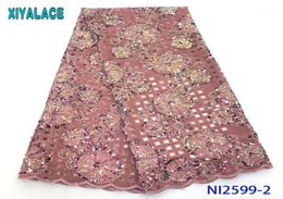French Mesh Lace High Quality Velvet Lace Fabric with Sequins African Fabrics with Sequence for Bridal KSNI259912761469