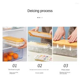 Baking Moulds Press Type Silicone Square Ice Mold Ice-Cube Trays Lid Storage Box Maker Cool Drinks Kitchen Bar Yellow