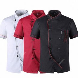 short Sleeve Restaurant Chef Kitchen Work Uniforms Double Breasted Sushi Bakery Cafe Waiter Catering Food Service Jackets Aprs F1jr#