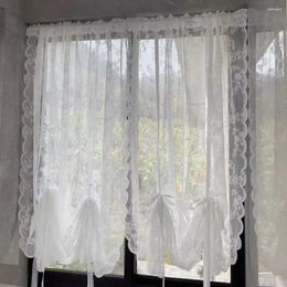 Curtain Polyester White Floral Lace Sheer For Living Room Bedroom Modern Tulle Kitchen Half Window Decor Home Supplies