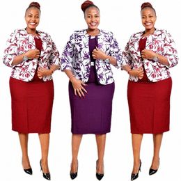 plus Size African Style Floral Print Office Ladies Coat and Dr Suit For Women t7P8#