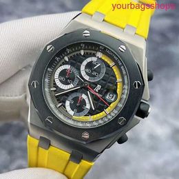 AP Wristwatch Collection Royal Oak Offshore Series 26207IO Limited Edition Black And Yellow Mens Transparent Automatic Mechanical Watch 42mm