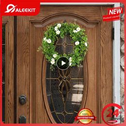 Decorative Flowers American Artificial Garland Unique Design Simulation The Green Four Leaf Clover Household Products Wreath