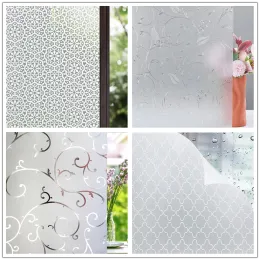 Films Privacy Window Film Etched Flowers Static Cling Glass Door Film,Non Adhesive Heat Control Anti UV Window Sticker for Office Home