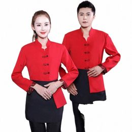 wholesale Supply Autumn Tea House Waiter Lg Sleeve Chinese Restaurant Work Clothes Hot Pot Shop Uniform with Apr Customizati K1wP#
