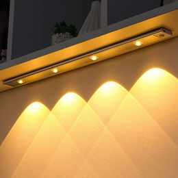 New LED Kitchen Closet Wardrobe Lamp Ultra Thin USB Rechargeable PIR Sensor Cabinet Night Light