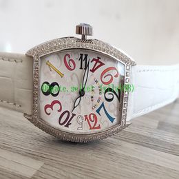 luxury New 33mm Crazy Hours 7851 8880 Automatic Gypsophila Diamond Dial Case women Watch Leather Strap High Quality women Watches 259O