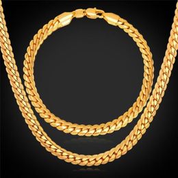 18quot32quot Men Gold Chain 18K Real Gold Plated Wheat Chain Necklace Bracelet Hip Hop Jewelry Set10706672758