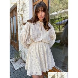 Work Dresses Clacive Elegant Apricot Womens Sets Casual Loose Office Lady Mini Skirt Set Fashion Long Sleeve Shirt Two Piece Women Dro Otd8Q