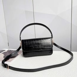 Women's Shoulder Bags Are on Sale at the Factory Olay Womens Bag Milk Tea Colour Crocodile Small Square Calf Leather One Shoulder Crossbody Underarm