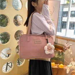 Bag Sweet Solid Color Ladies Handbags Large Capacity Tote For Women Crossbody Japan Trend Girls Fabric Satchel Shoulder Bags