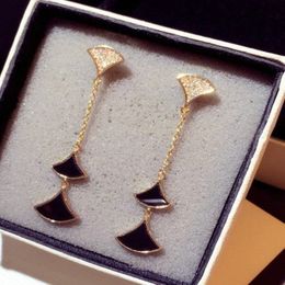 fashion luxury designer exquisite super glittering diamonds vintage fan long pendant stud earrings for woman girls295q
