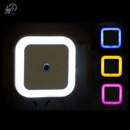 New Wireless Sensor LED Light EU US Plug Mini Square Night Lights For Baby Children Living Room Bedroom Corridor Lighting Lamp