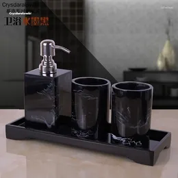 Bath Accessory Set Bathroom Kit Accessories Tray Imitation Marble Resin Wash Suit Soap Dish Toothbrush Holder Dispenser