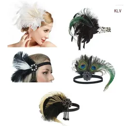 Party Supplies 1920s Blingbling Headband For Women Flapper Headpiece Headwear Elegant Feather Glittered Headbands